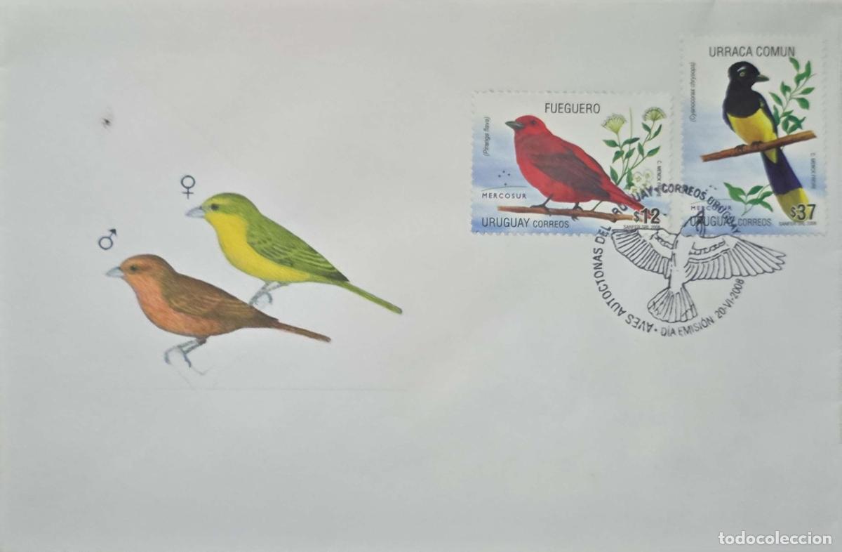 Timbres: CMI) 2008. URUGUAY. BIRD ILLUSTRATIONS, FDC. NATIVE BIRDS OF MERCOSUR. XF