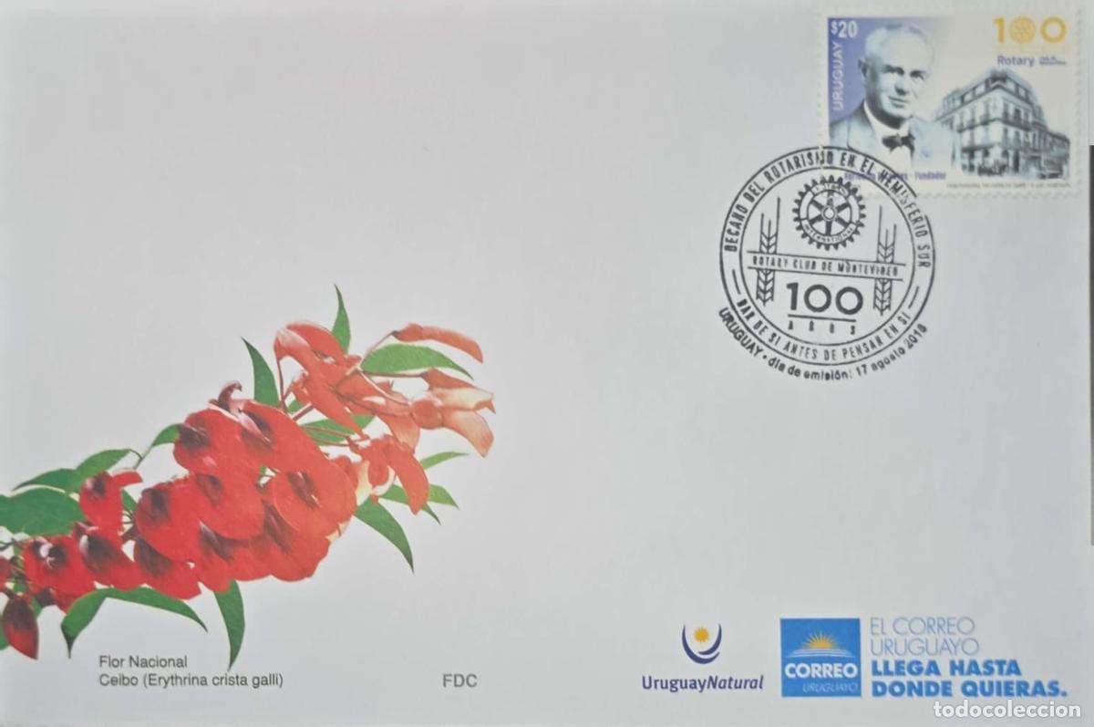 Timbres: CMI) 2010. URUGUAY. PORTRAIT OF PAUL HARRIS AND HEADQUARTERS BUILDING. FDC. CEIBO FLOWER. XF