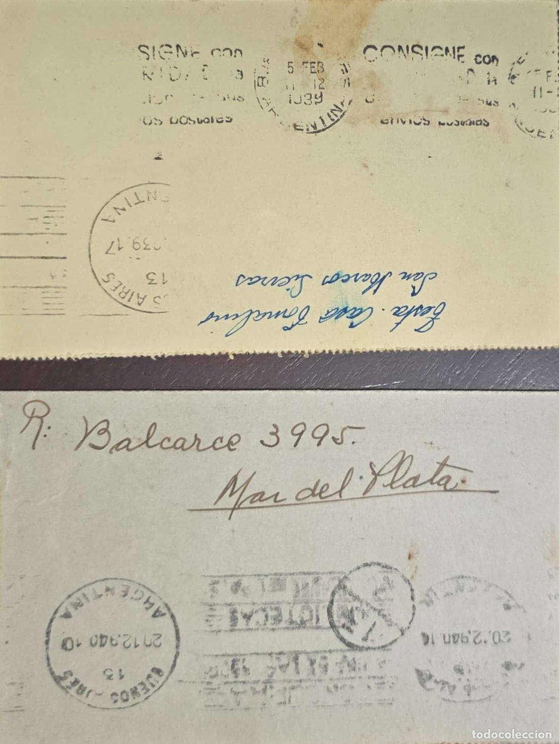 Sellos: CMI) 1940. ARGENTINA. POSTCARD REVERSE WITH LIBRARY MARKING. DOMESTIC MAIL. XF