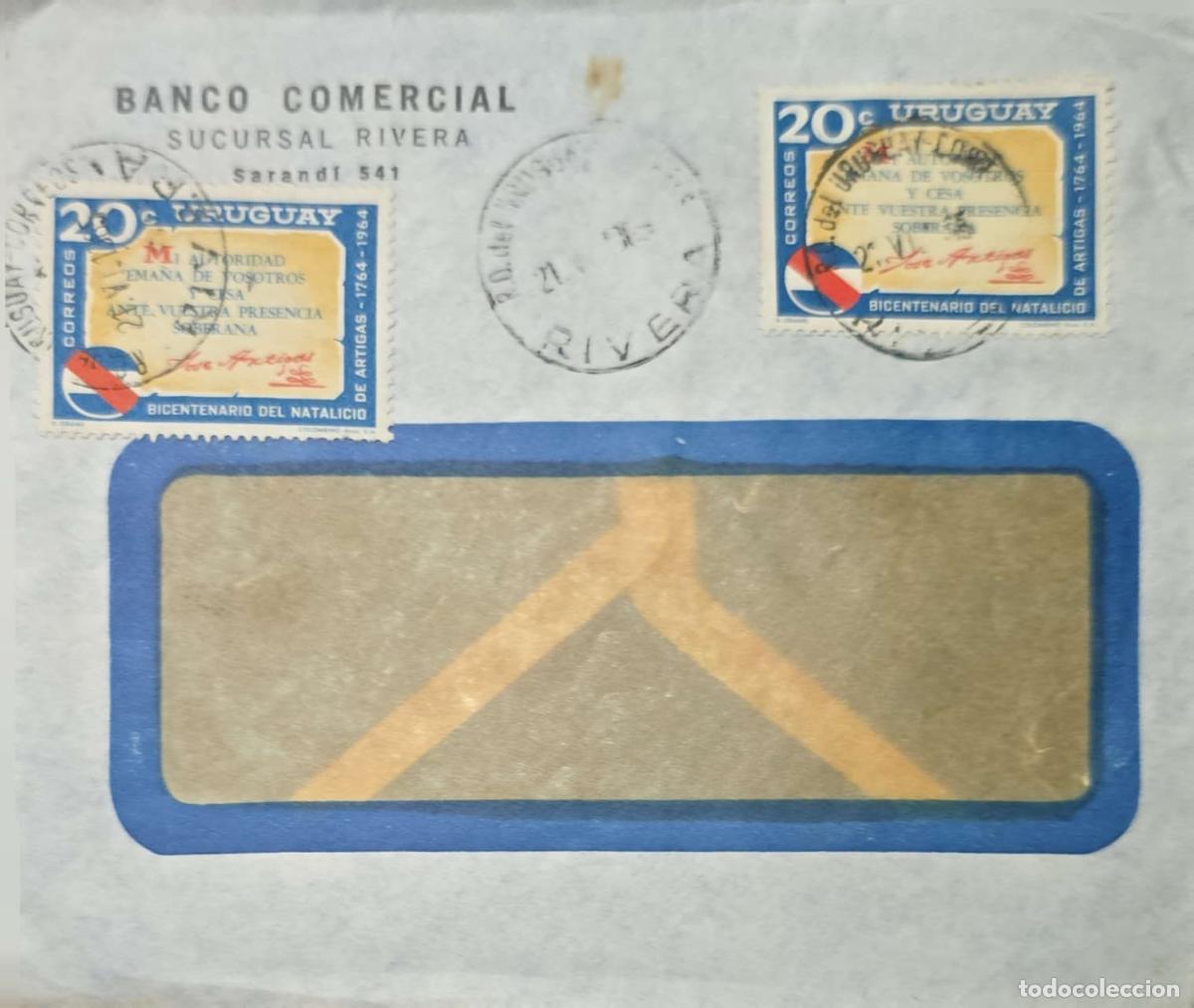 Sellos: CMI) 1964. URUGUAY. BICENTENARY OF THE BIRTH OF NATIONAL HERO JOS&Eacute; GERVASIO ARTIGAS. DOMESTIC MAIL.