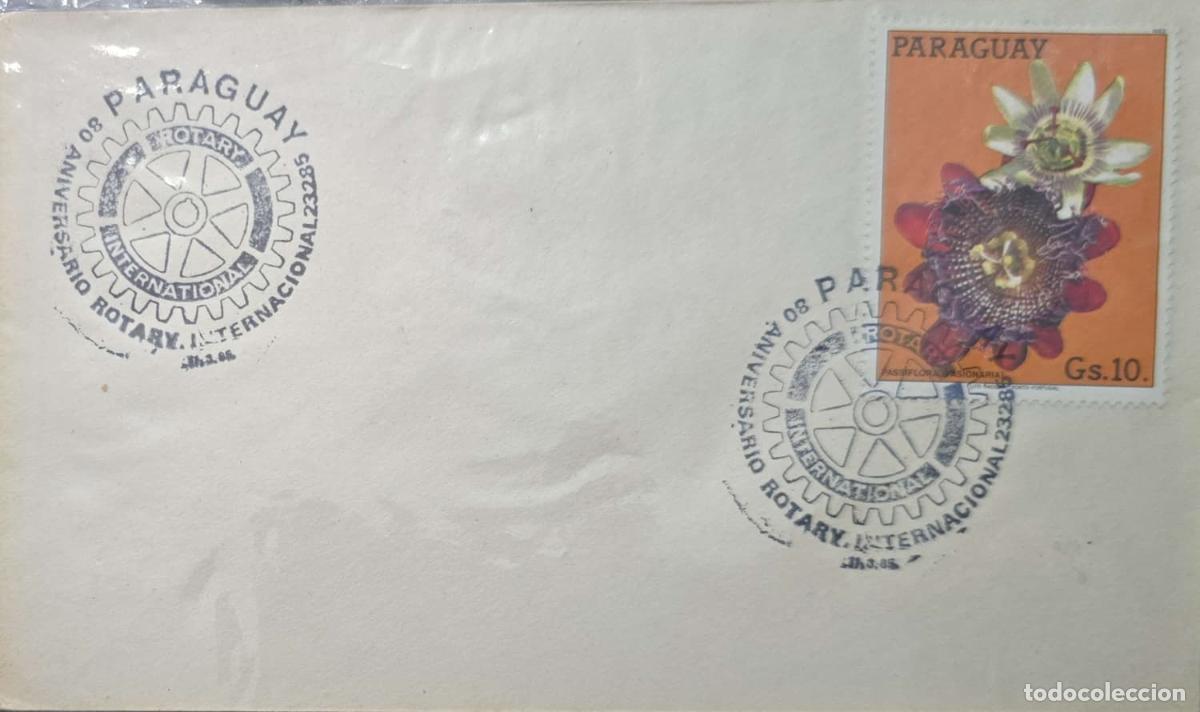 Sellos: CMI) 1985. PARAGUAY. FLOWER. FDC. 80TH ANNIVERSARY OF THE FOUNDING OF ROTARY INTERNATIONAL. XF