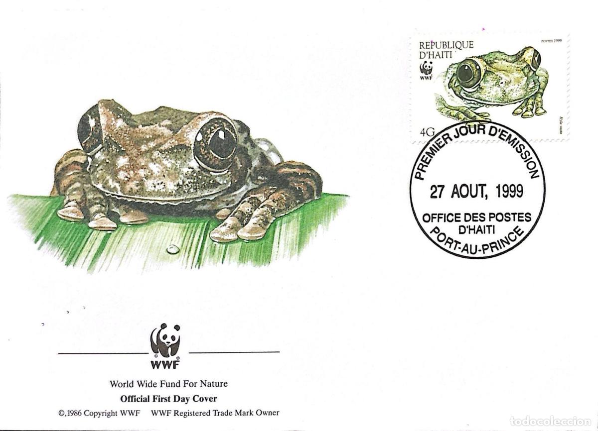 Selos: CMI) 1999. HAITI. ENDANGERED NATIVE FAUNA. FDC. WWF CAMPAIGN: TREE FROG. XF