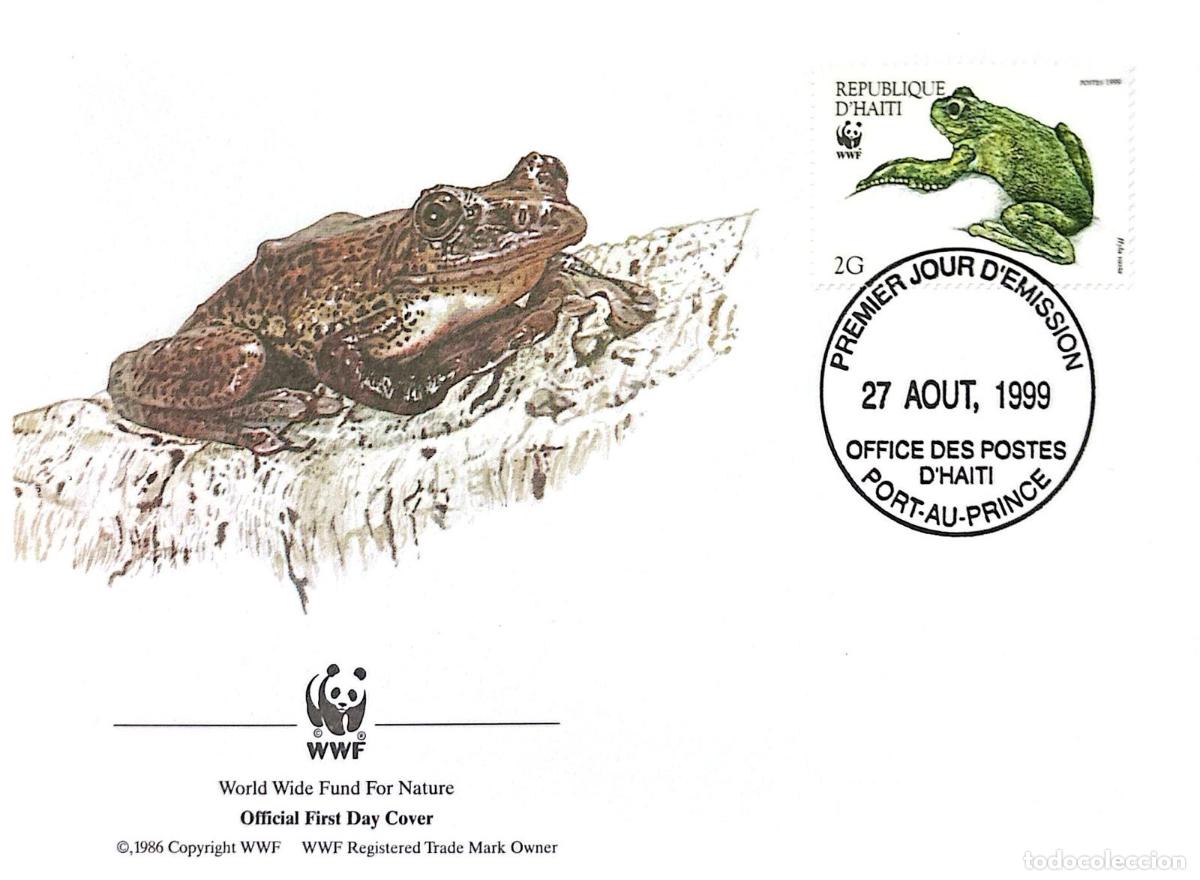 Timbres: CMI) 1999. HAITI. NATIVE FAUNA. FDC. WWF CAMPAIGN. COMMON TOAD/HYLA. XF