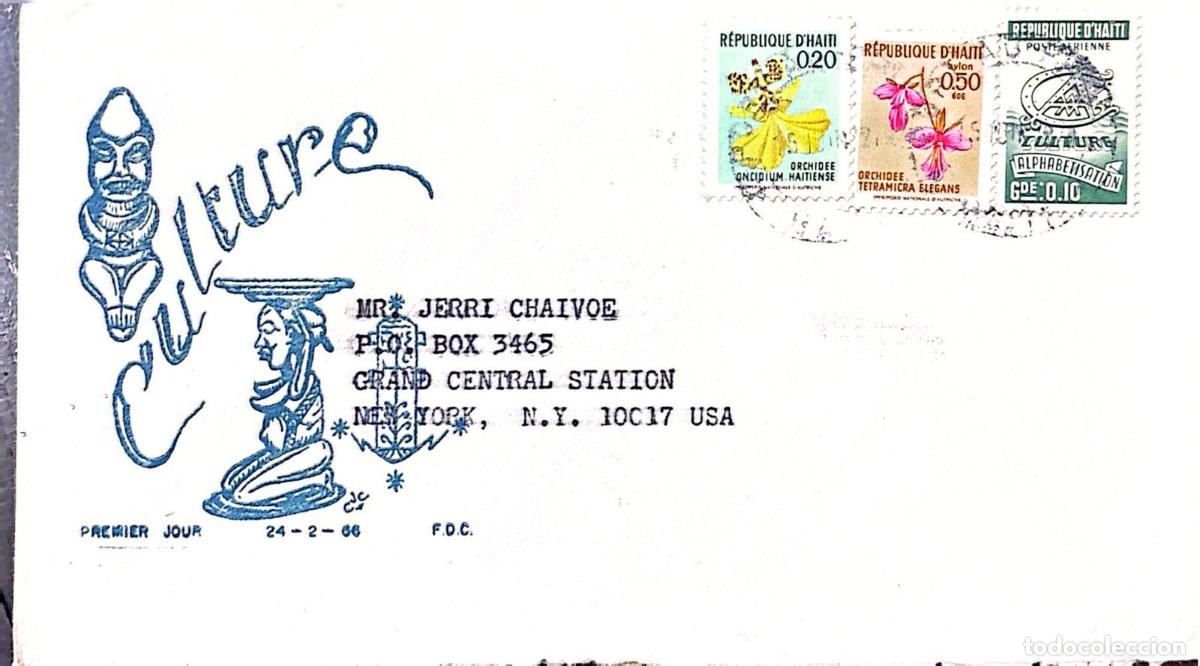 Timbres: CMI) 1976. HAITI. ORCHIDS. CULTURE. FDC. INDIGENOUS SCULPTURE. ENVELOPE SHIPPED USA. XF