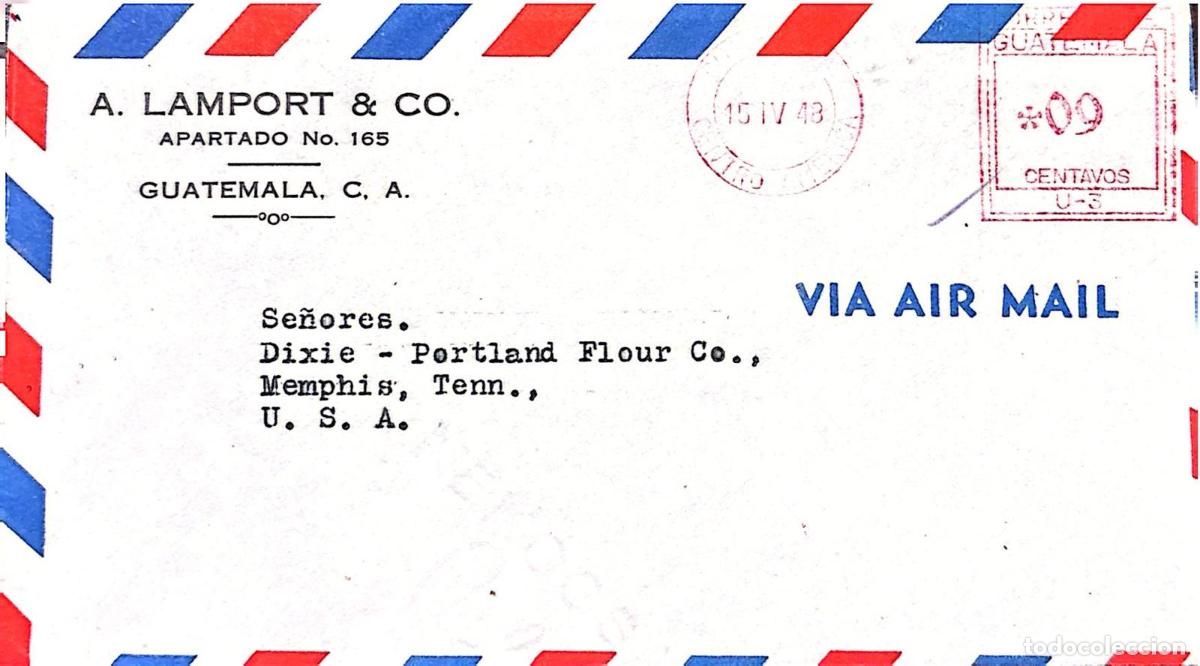 Timbres: CMI) 1943. GUATEMALA. METER FRANKING. ENVELOPE SENT TO THE USA. XF
