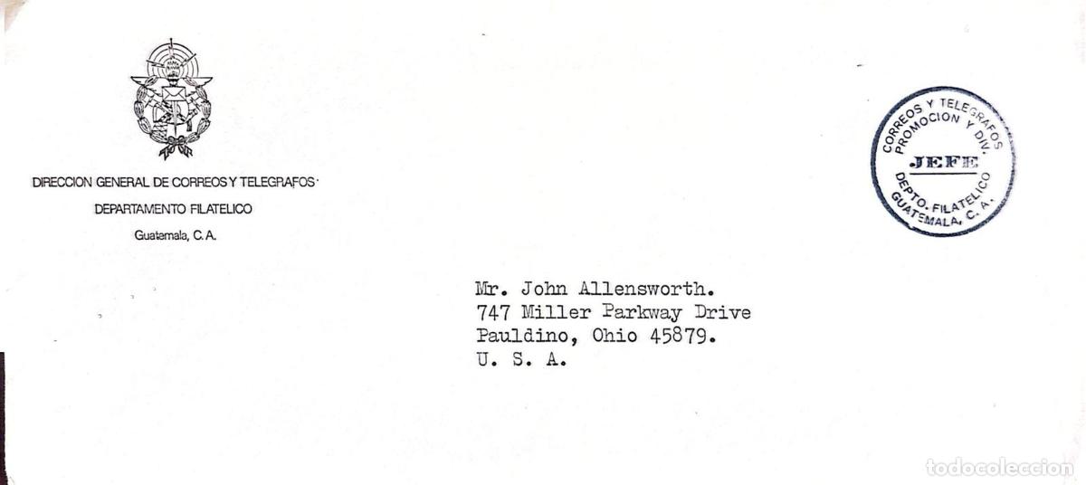 Sellos: CMI) 1981. GUATEMALA. OFFICIAL PRINTED ENVELOPE FROM THE PHILATELIC DEPARTMENT. SENT TO THE USA. XF