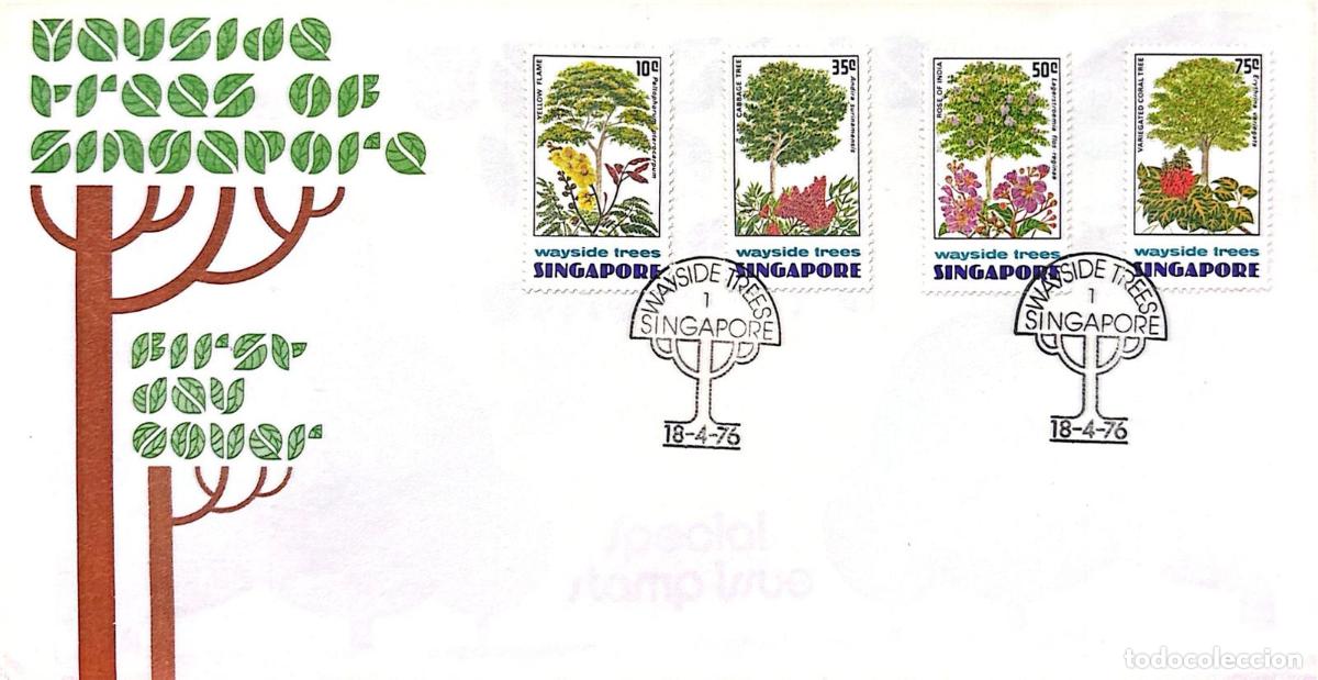 Sellos: CMI) 1976. SINGAPORE. LOCAL TREE SPECIES. FDC. URBAN BOTANY. XF
