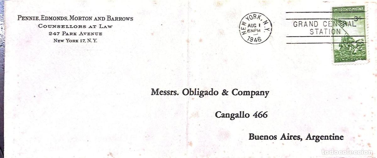 Sellos: CMI) 1946. UNITED STATES. HISTORICAL MILITARY COMMEMORATION. BATTLE OF IWO JIMA. COVER SENT TO ARGEN