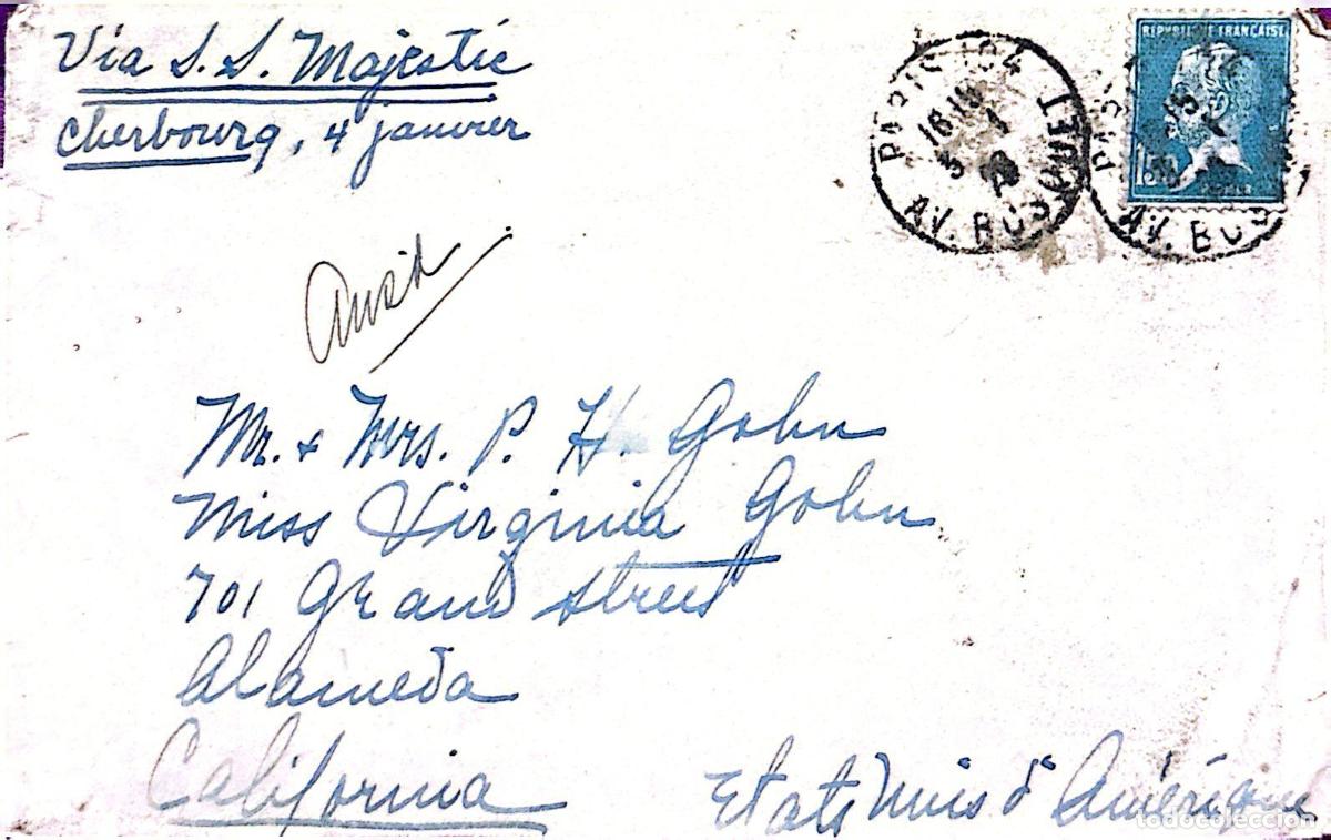 Sellos: CMI) 1930. FRANCE. CLASSIC PROFILE EFFIGY OF THE REPUBLIC. ENVELOPE SENT TO THE USA. XF