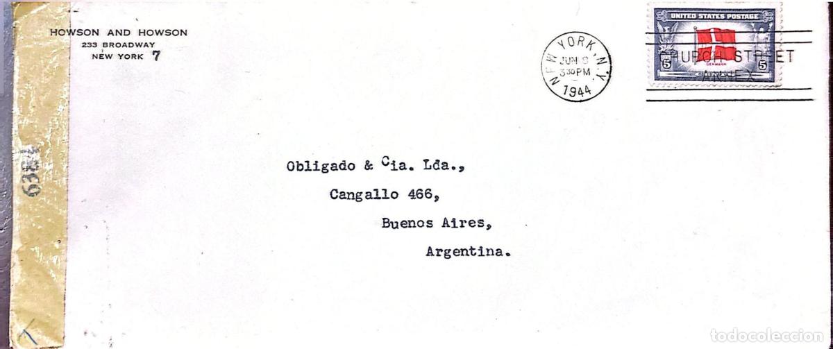 Sellos: CMI) 1944. UNITED STATES. OVERRUN COUNTRIES SERIES. TRIBUTE TO THE FLAG OF DENMARK. ENVELOPE SENT TO