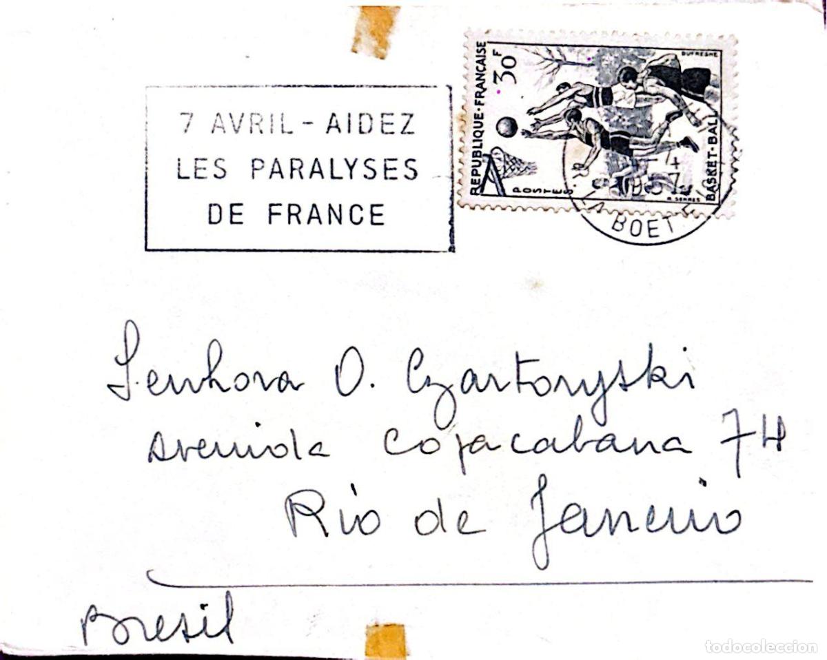 Sellos: CMI) 1955. FRANCE. BASKETBALL. ENVELOPE SENT TO BRAZIL. XF