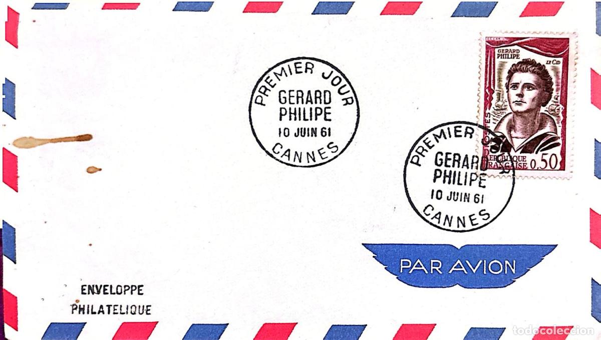 Sellos: CMI) 1961. FRANCE. PORTRAIT OF G&Eacute;RARD PHILIPE. FDC. POSTHUMOUS TRIBUTE TO A CELEBRATED FRENCH ACTOR.