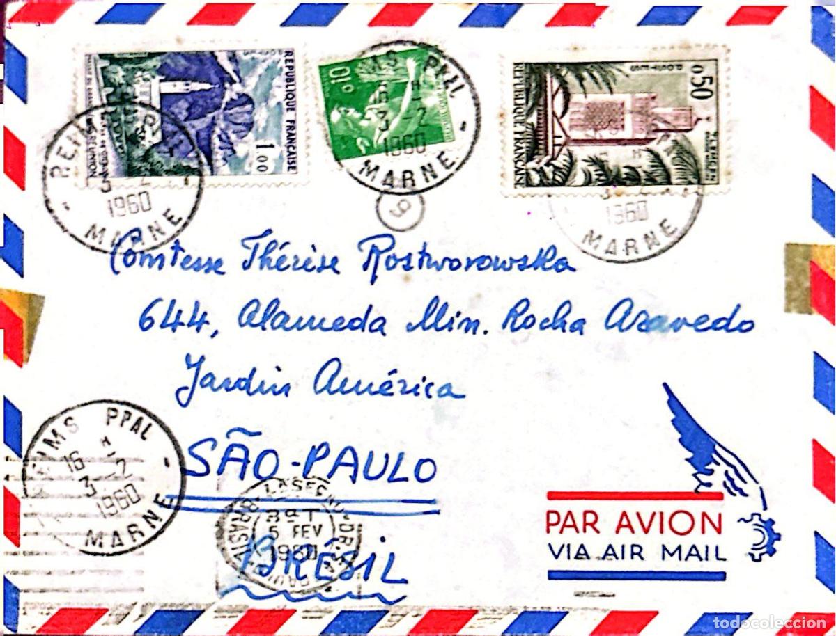 Sellos: CMI) 1960. FRANCE. FRENCH LANDMARK ARCHITECTURE. SPORTS (TENNIS). COVER SENT TO BRAZIL. XF