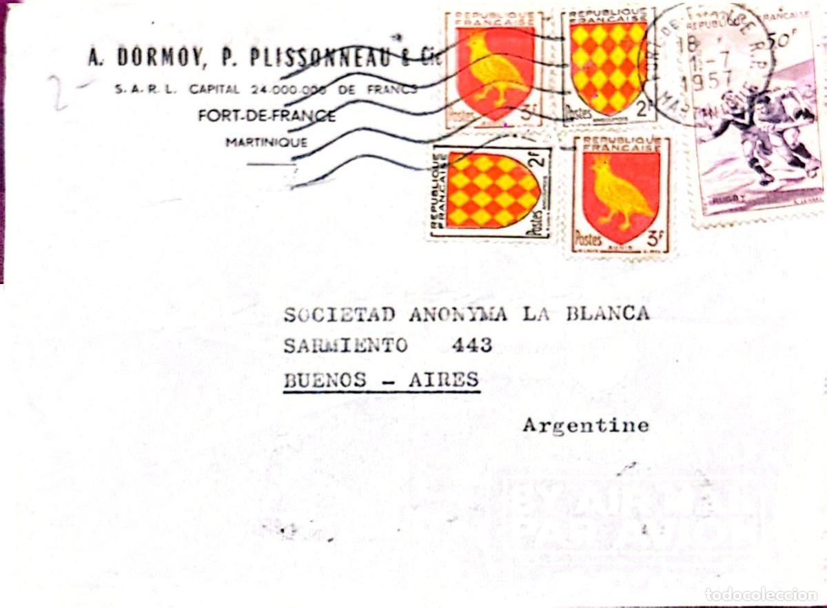 Sellos: CMI) 1957. FRANCE. REGIONAL HERALDRY. GEOMETRIC COATS OF ARMS AND ROOSTER. COVER SENT TO ARGENTINA.