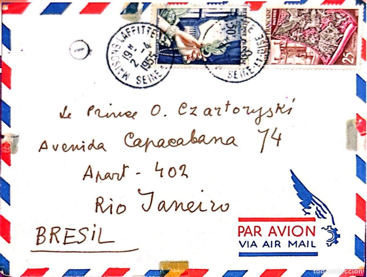 Briefmarken: CMI) 1955. FRANCE. HISTORICAL SCENES. CASTLE ARCHITECTURE AND NUMISMATICS. COVER SENT TO BRAZIL. XF