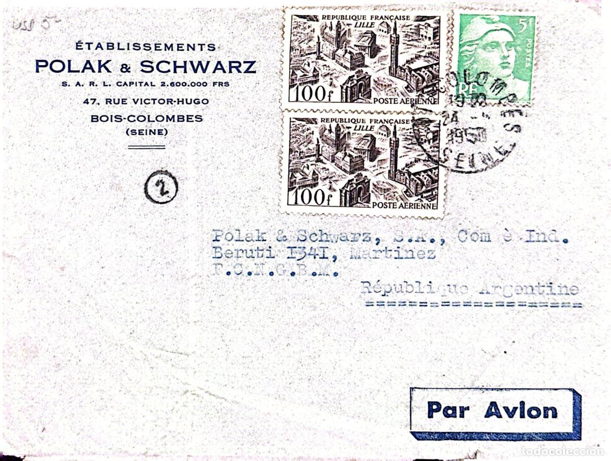 Briefmarken: CMI) 1950. FRANCE. LILLE CITY ISSUE. MARIANNE IN GREEN. COVER SENT TO ARGENTINA. XF