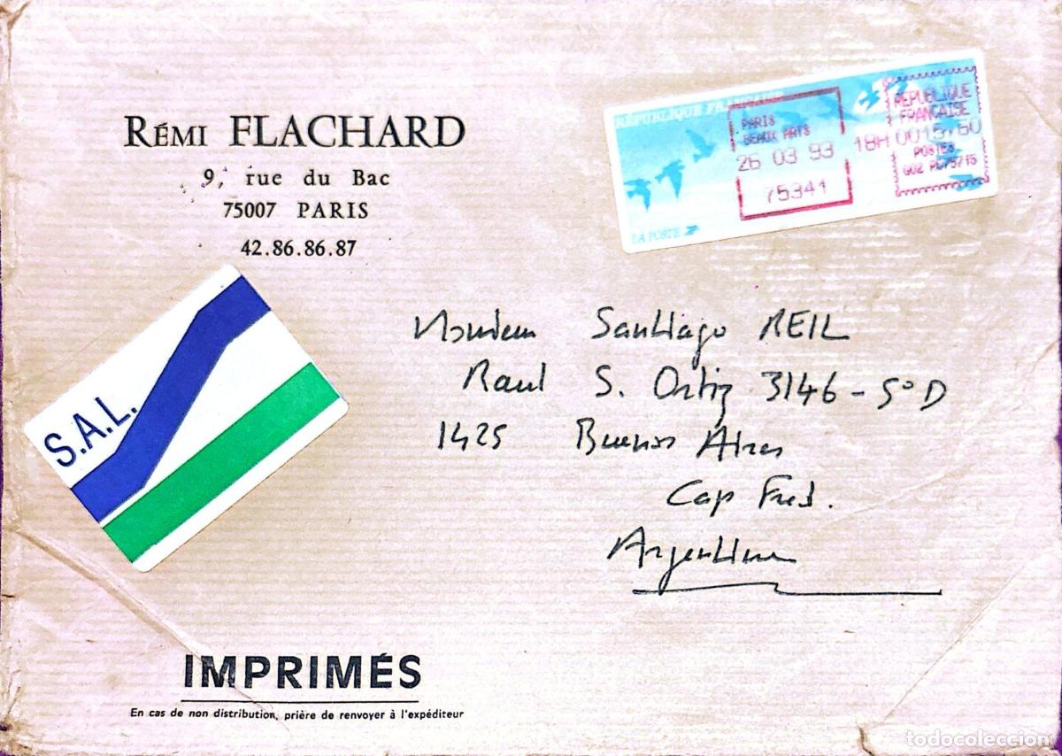 Briefmarken: CMI) 1993. FRANCE. DIGITAL PREPAID POSTAGE. ENVELOPE SENT TO ARGENTINA. XF