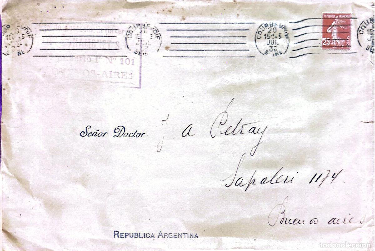 Briefmarken: CMI) 1935. FRANCE. MARIANNE IN RED. COVER SENT TO ARGENTINA. XF