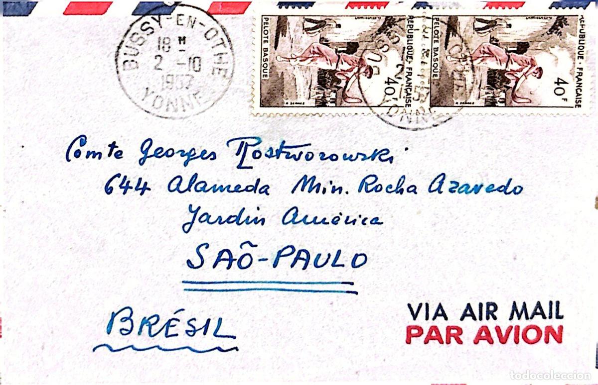 Briefmarken: CMI) 1952. FRANCE. TRADITIONAL FRENCH SPORTS / BASQUE PELOTA SCENES. COVER SENT TO BRAZIL. XF