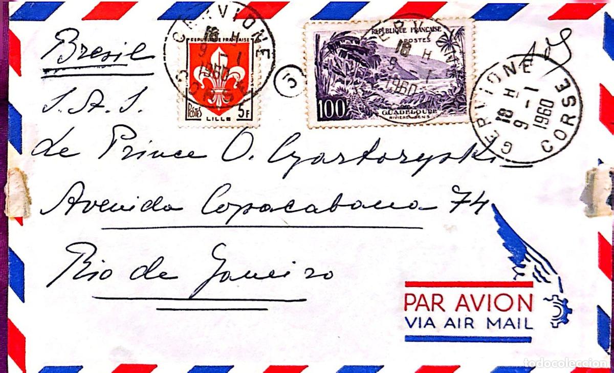 Briefmarken: CMI) 1960. FRANCE. HERALDRY OF LILLE. LANDSCAPE OF GUADELOUPE. COVER SENT TO BRAZIL. XF