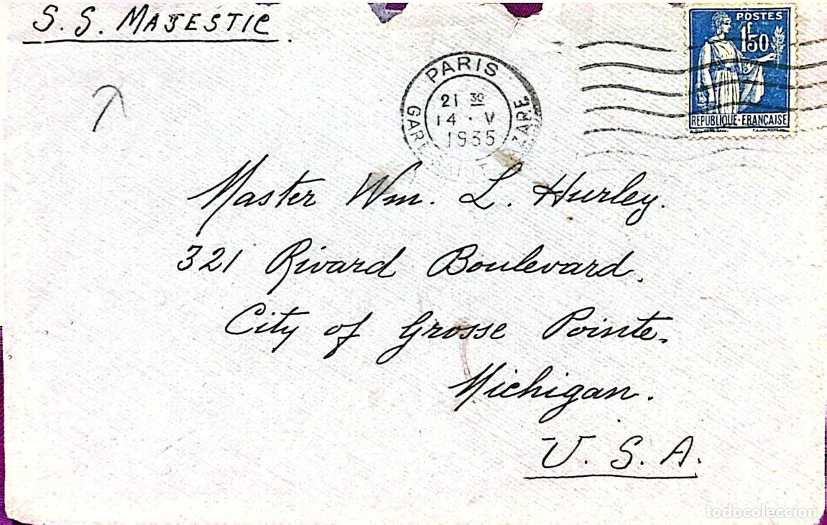 Briefmarken: CMI) 1935. FRANCE. CLASSIC DEFINITIVE SERIES: ENGRAVED ALLEGORY OF THE REPUBLIC. ENVELOPE SENT TO TH
