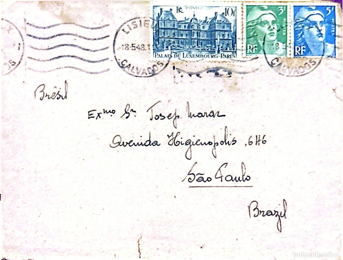 Selos: CMI) 1948. FRANCE. ARCHITECTURAL FA&Ccedil;ADE OF THE LUXEMBOURG PALACE. MARIANNE IN BLUE AND GREEN. COVER