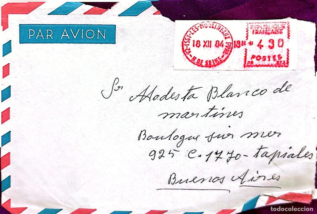 Sellos: CMI) 1984. FRANCE. MACHINE CANCEL. ENVELOPE SENT TO ARGENTINA. XF