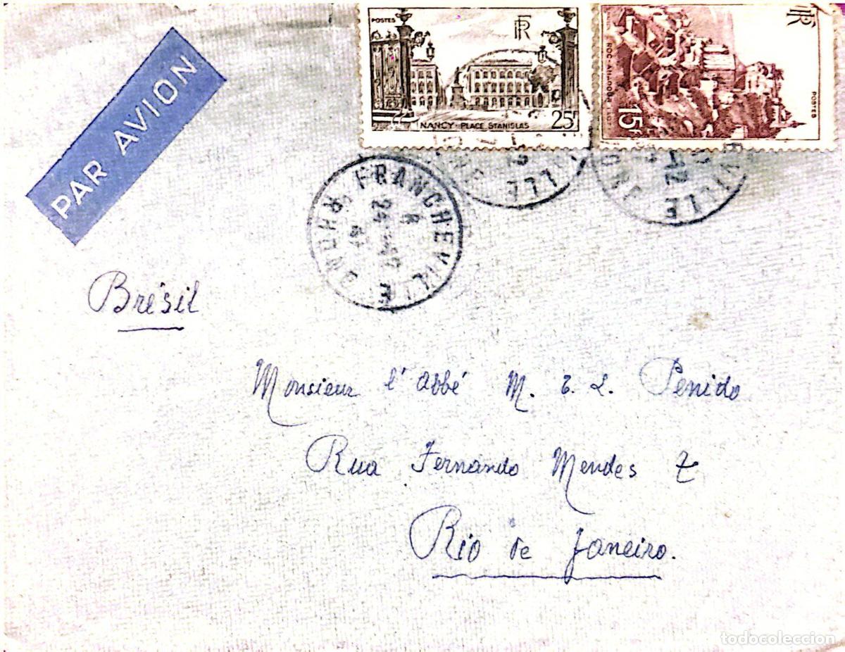Sellos: CMI) 1955. FRANCE. ARCHITECTURE OF NANCY&mdash;PLACE STANISLAS. LOCAL LANDMARKS. COVER SENT TO BRAZIL. XF