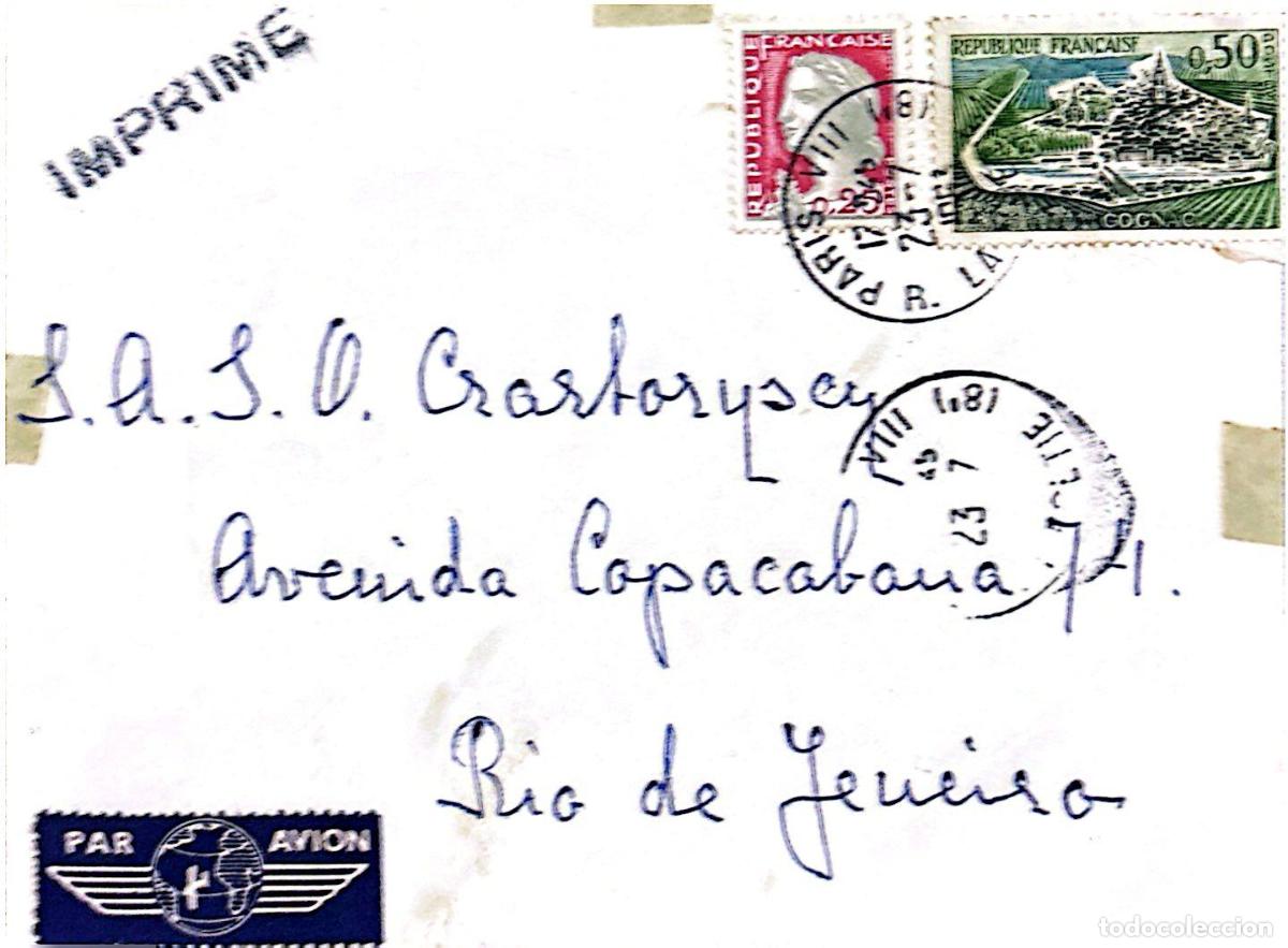 Sellos: CMI) 1949. FRANCE. GEOGRAPHICAL VIEW OF THE COMMUNE OF COGNAC. PROFILE OF MARIANNE. ENVELOPE SENT TO
