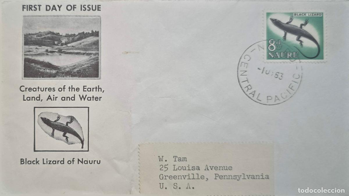 Selos: CMI) 1963. NAURU. LIZARD. FDC. CENTRAL PACIFIC FAUNA. COVER SENT TO THE USA. XF