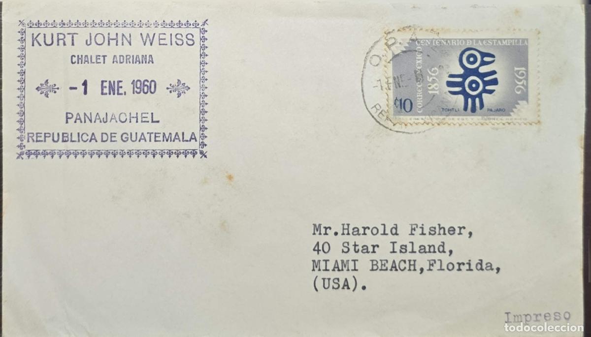 Briefmarken: CMI) 1960. MEXICO. CENTENARY OF THE FIRST MEXICAN POSTAGE STAMP. ENVELOPE SENT TO THE USA. XF