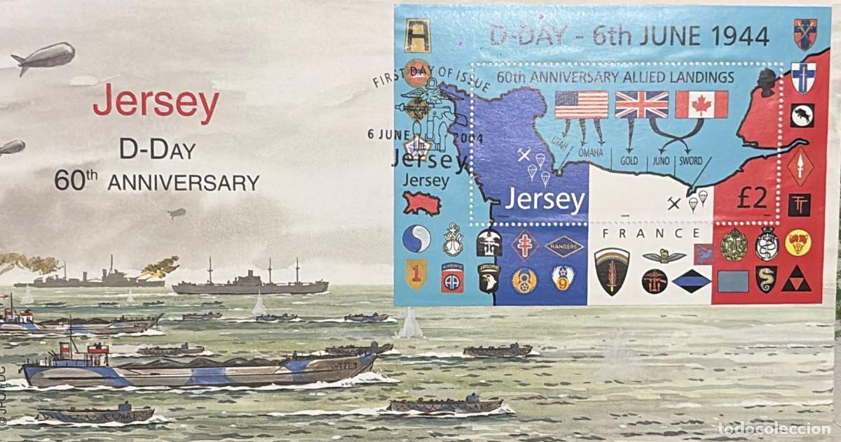 Sellos: CMI) 2004. JERSEY. MILITARY TACTICAL MAP OF THE BEACHES OF FRANCE. FDC. 60TH ANNIVERSARY OF THE ALLI
