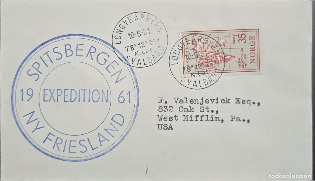 Sellos: CMI) 1961. NORWAY. SCIENTIFIC RESEARCH. 19TH EXPEDITION TO SPITSBERGEN. COVER SENT TO THE USA. XF