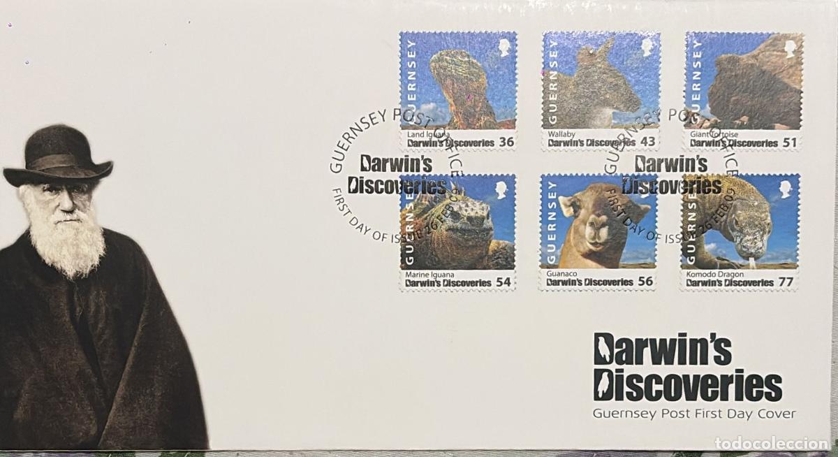 Sellos: CMI) 2009. GUERNSEY. IGUANAS. GIANT TORTOISES. GUANACOS. KOMODO DRAGON. FDC. SCIENCE AND NATURAL HIS