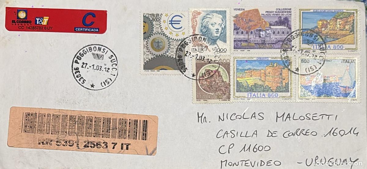 Sellos: CMI) 2012. ITALY. ANCIENT ARCHITECTURE. ART. CASTLES. COVER SENT TO URUGUAY. XF