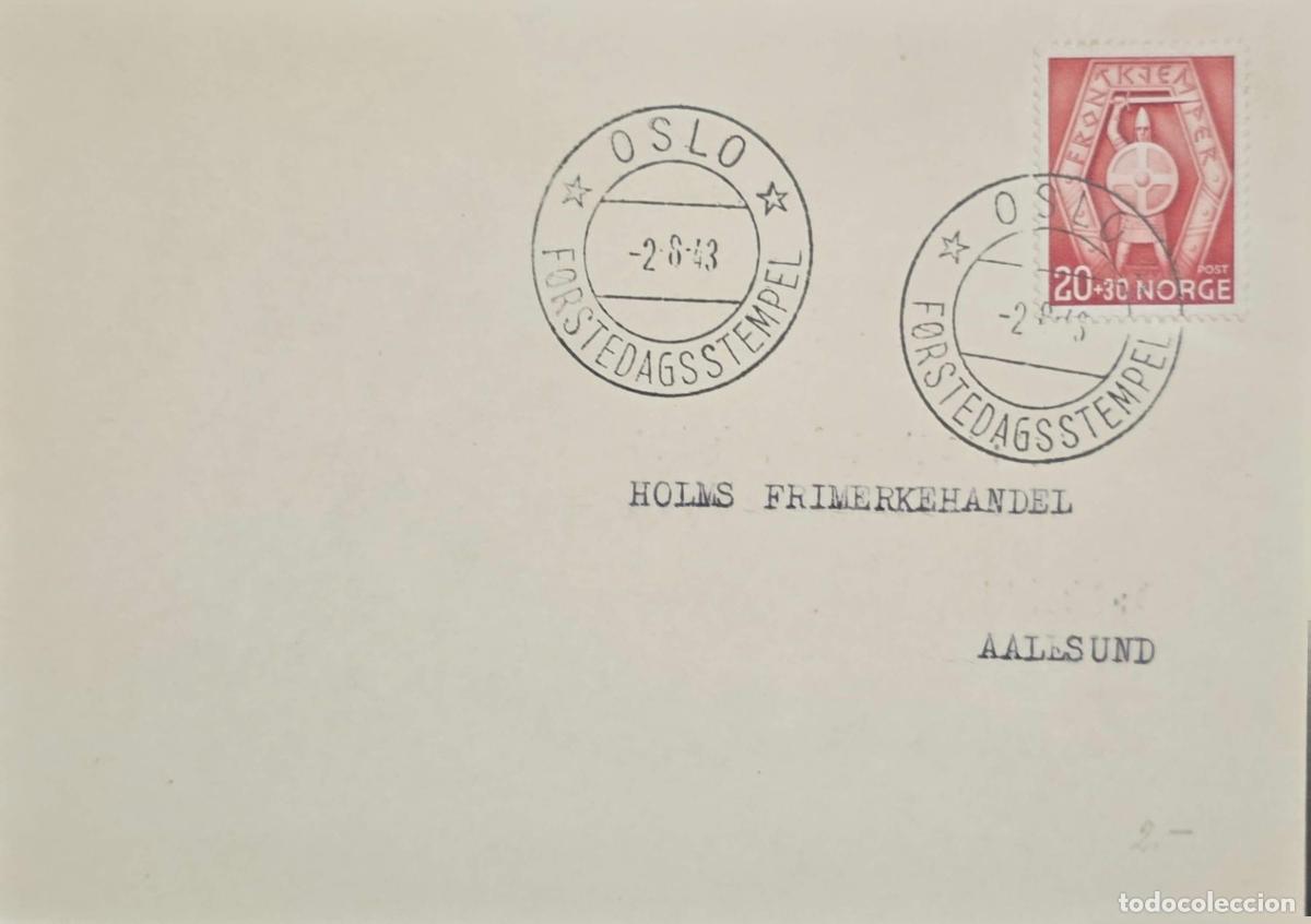 Sellos: CMI) 1943. NORWAY. MEDIEVAL SOLDIER WITH SHIELD. FDC. HISTORY AND PROPAGANDA. XF