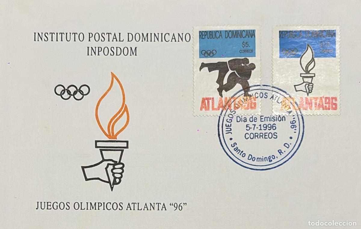 Timbres: CMI) 1996. DOMINICAN REPUBLIC. JUDO AND TORCH ATHLETES. FDC. ATLANTA OLYMPIC GAMES. XF