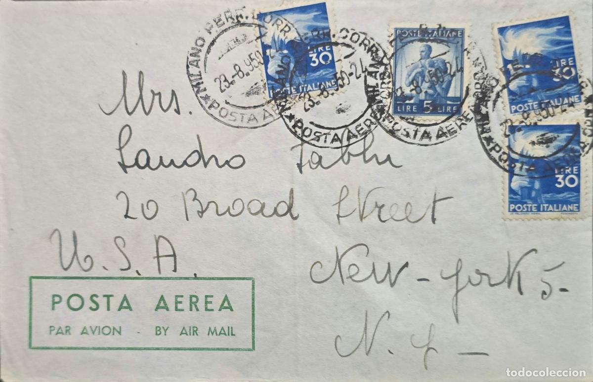 Timbres: CMI) 1950. ITALY. TORCH. CLASSIC ALLEGORY OF AVIATION. ART. ENVELOPE SENT TO USA. XF