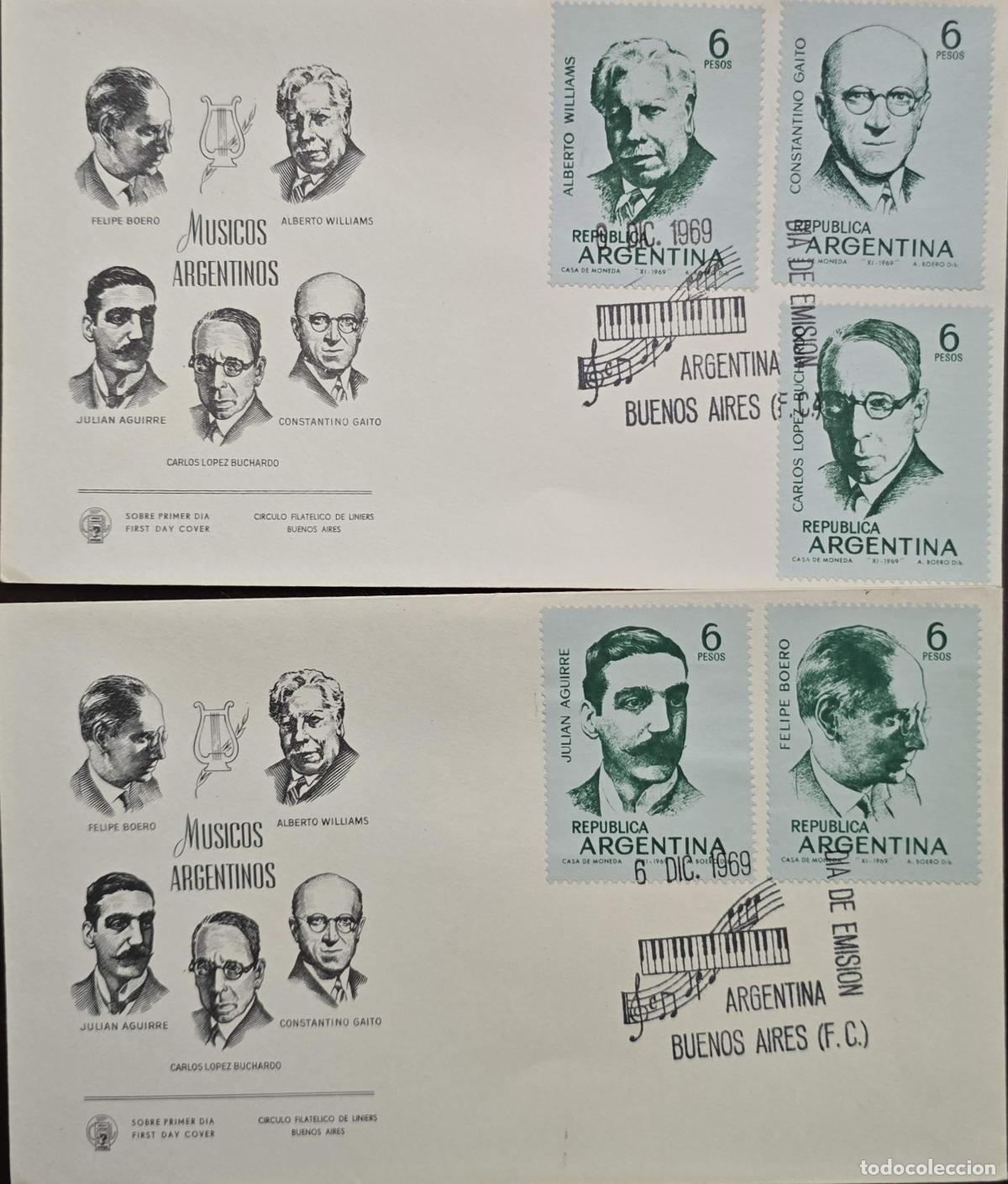 Timbres: CMI) 1969. ARGENTINA. INDIVIDUAL PORTRAITS. FDC. HOMAGE TO ARGENTINE MUSICIANS. XF