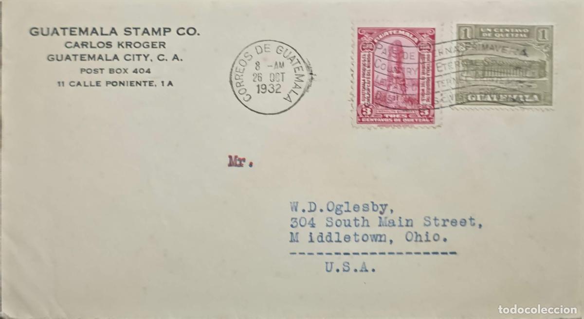 Timbres: CMI) 1932. GUATEMALA. NATIONAL CIVIL ARCHITECTURE. GOVERNMENT BUILDINGS. ENVELOPE SENT TO USA. XF