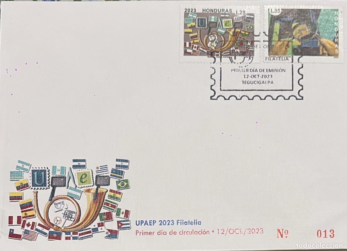 Timbres: CMI) 2023. HONDURAS. IMPLEMENTS AND POSTAL HORN. FDC. HORNERS WITH REGIONAL FLAGS. XF