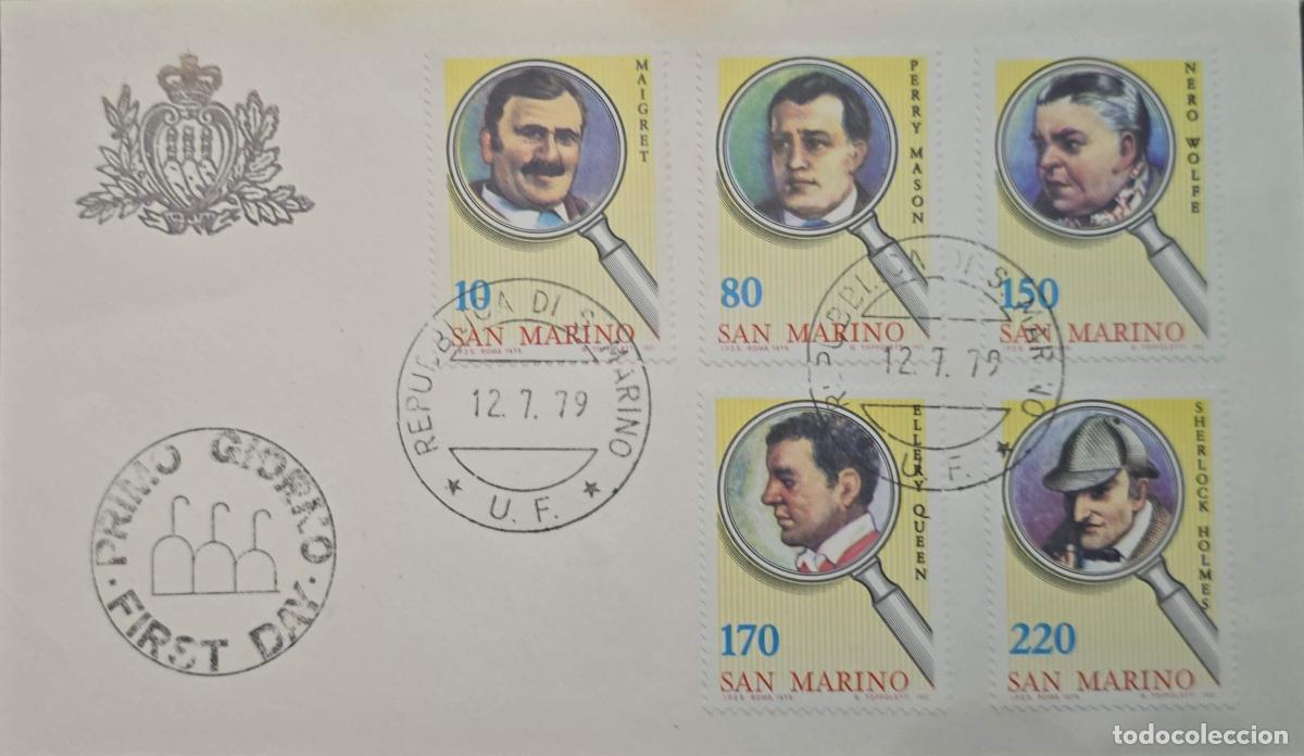 Sellos: CMI) 1979. SAN MARINO. LITERARY CHARACTERS. FDC. GREAT DETECTIVES OF WORLD FICTION. XF