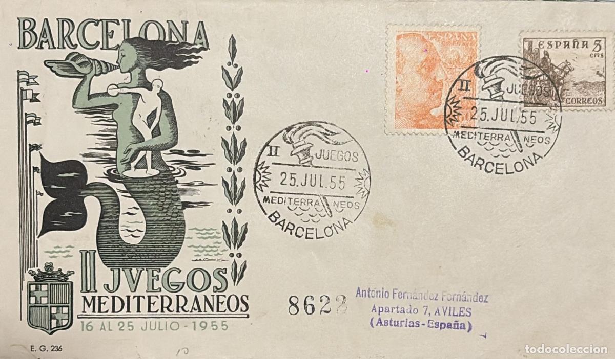 Sellos: CMI) 1955. SPAIN. FIGURE. MEDIEVAL SOLDIER. FDC. II MEDITERRANEAN GAMES OF BARCELONA. INTERNAL MAIL.