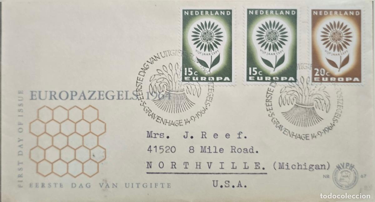 Sellos: CMI) 1964. HOLLAND. GEOMETRIC FLOWERS WITH CEPT LOGO. FDC. EUROPEAN COMMEMORATION. ENVELOPE SENT TO