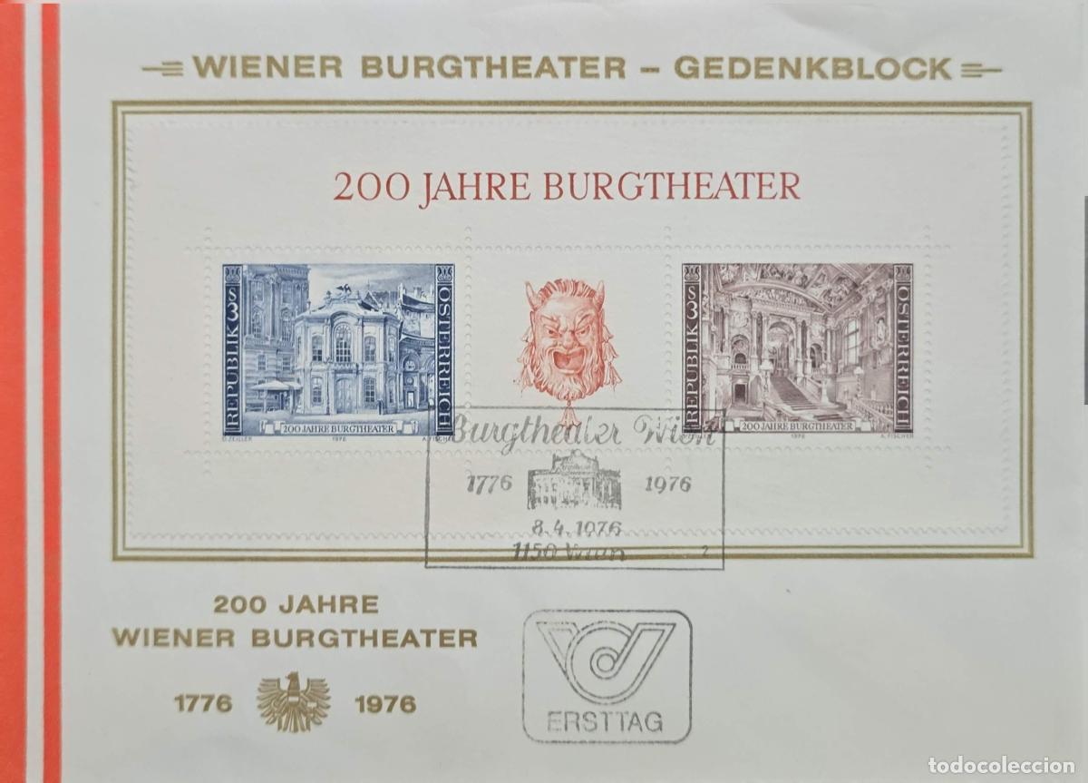 Sellos: CMI) 1976. AUSTRIA. COURT THEATRE ARCHITECTURE. FDC. HERALDIC EAGLE EMBLEM. XF