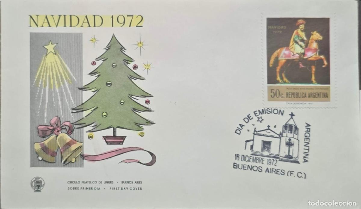 Sellos: CMI) 1972. ARGENTINA. RELIGIOUS STATUE ON HORSEBACK. FDC. TRADITIONAL CHRISTMAS CELEBRATIONS. ILLUST