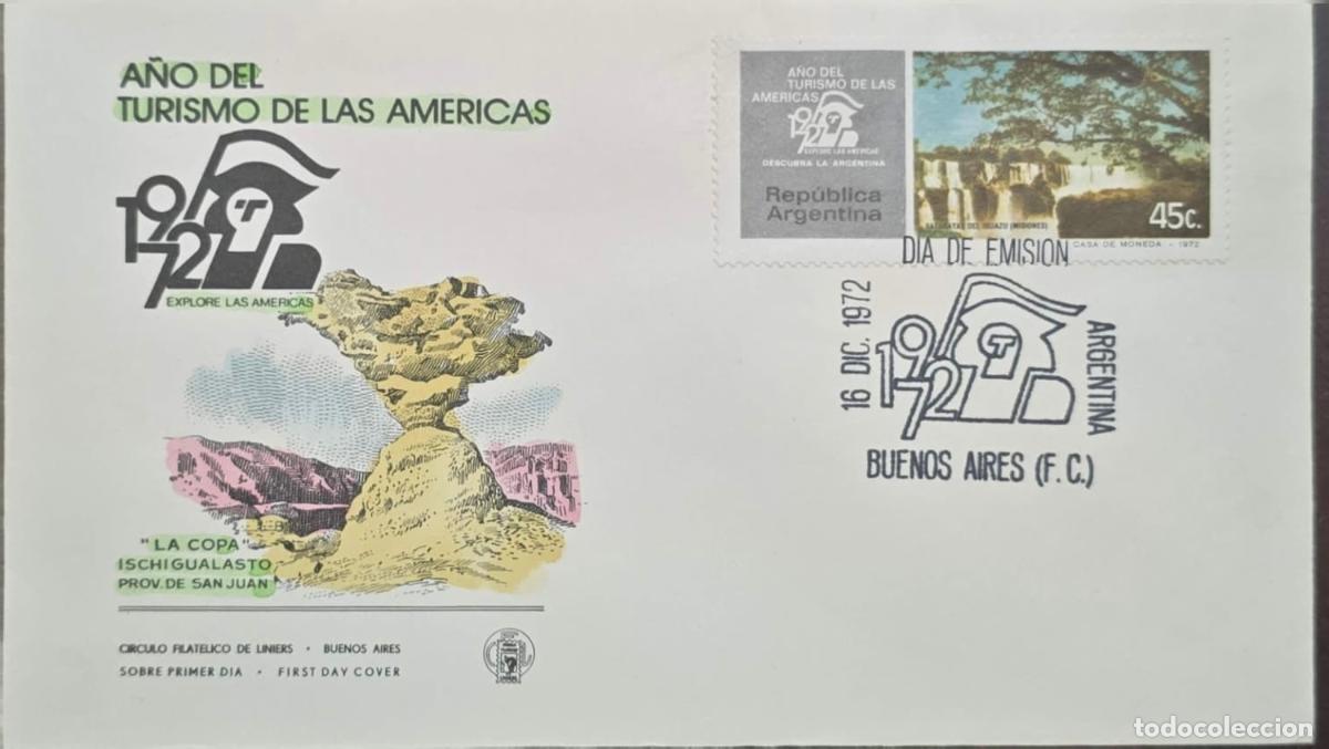 Sellos: CMI) 1972. ARGENTINA. IGUAZU FALLS. FDC. YEAR OF TOURISM IN THE AMERICAS. GEOLOGICAL FORMATION &ldquo;LA C