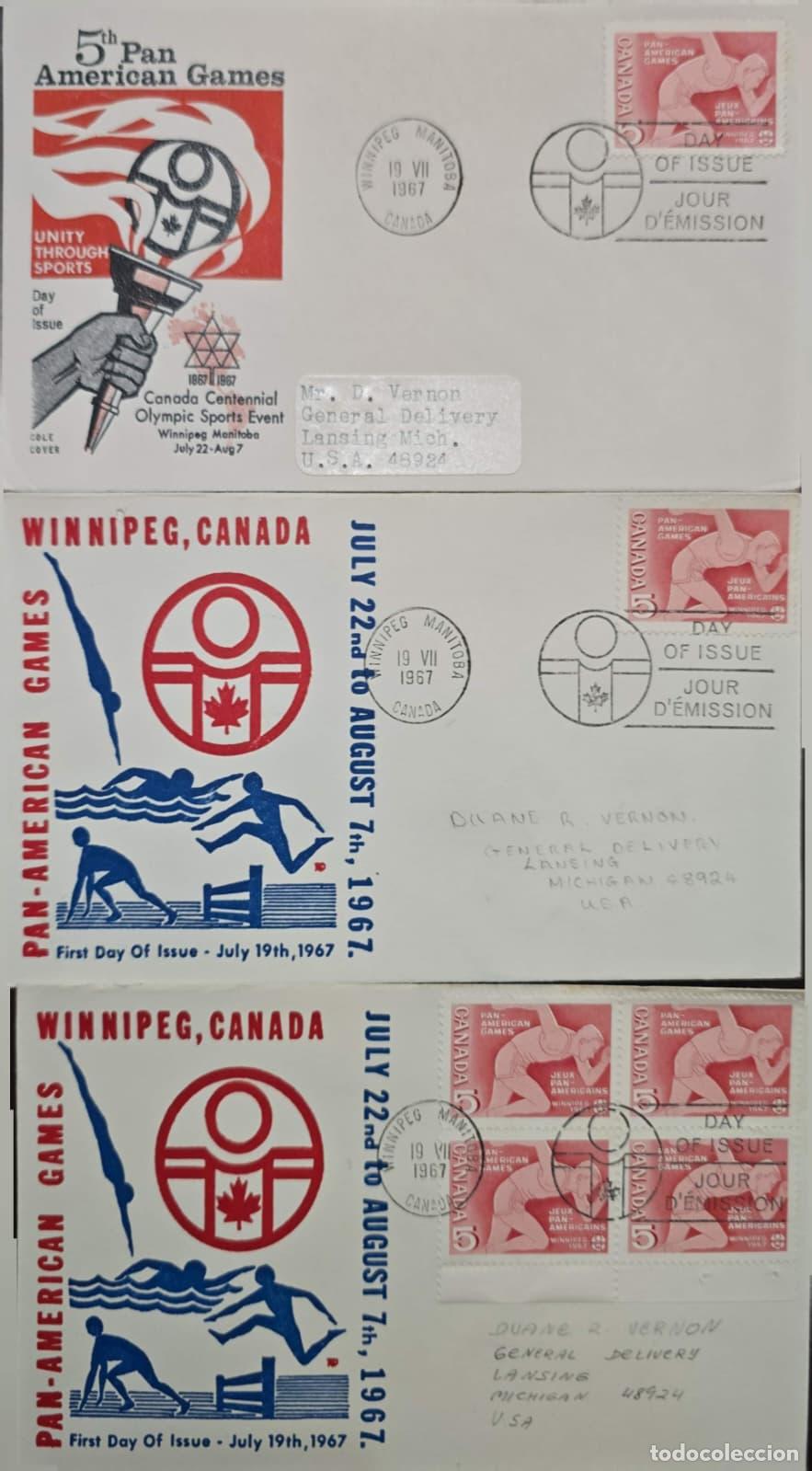 Sellos: CMI) 1967. CANADA. ATHLETES RUNNING. FDC. PAN AMERICAN TORCH FROM THE V PAN AMERICAN GAMES. ENVELOPE
