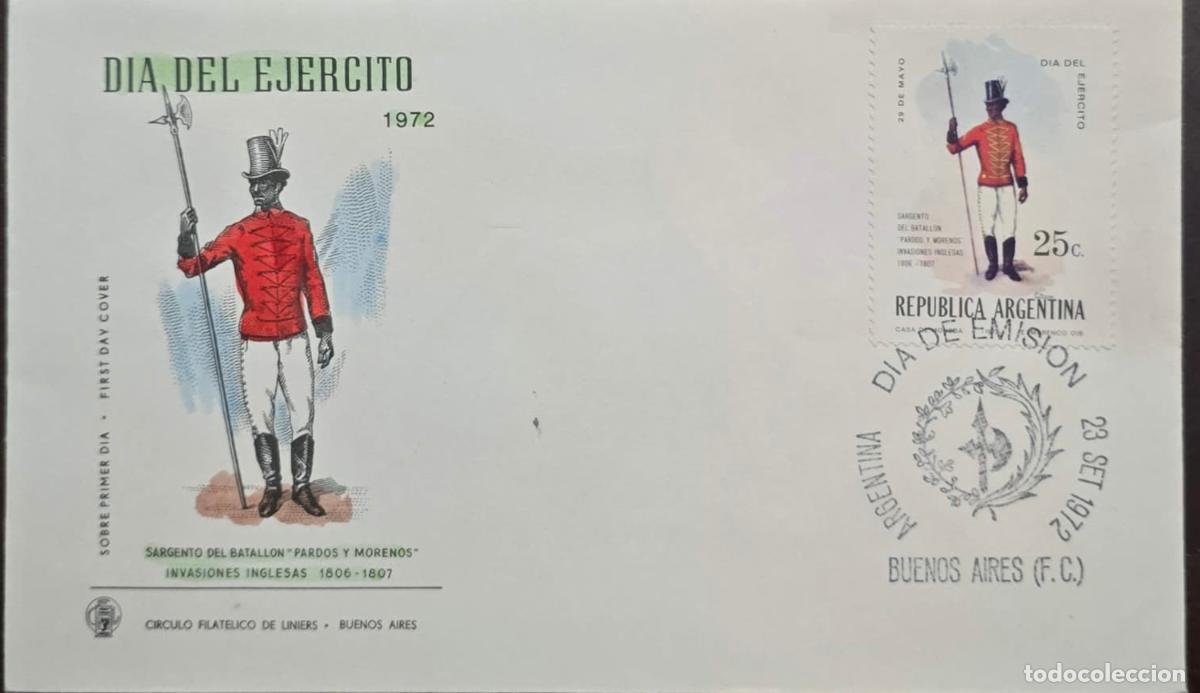 Sellos: CMI) 1972. ARGENTINA. HERALDIC NATIONAL SHIELD. FDC. ARMY DAY. XF