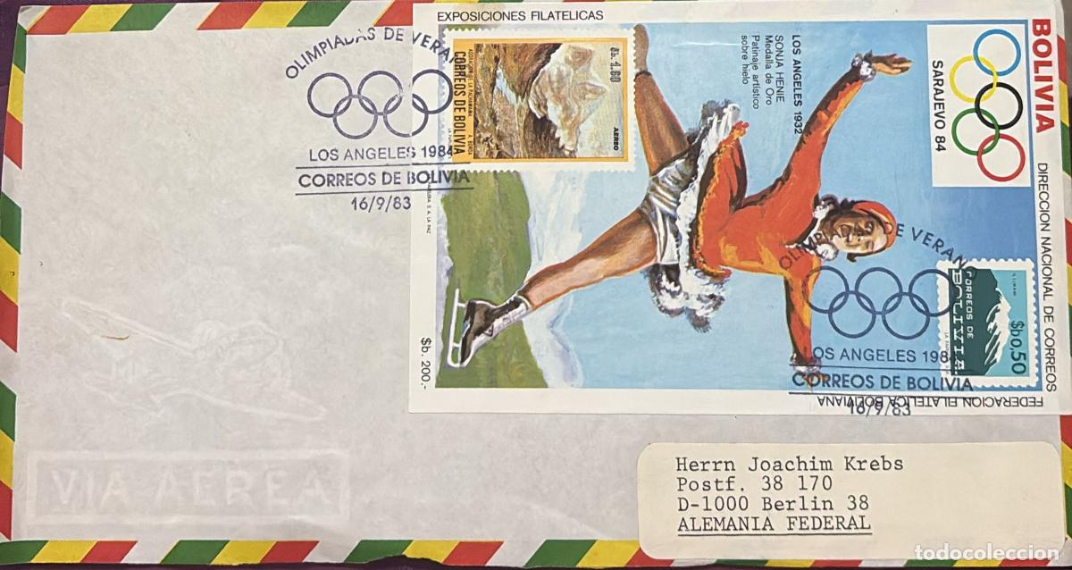 Francobolli: CMI) 1983. BOLIVIA. OLYMPIC SPORTS. FIGURE SKATING. SARAJEVO. COVER SENT TO GERMANY. XF